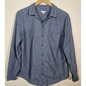 J Jill  Blue Denim Longsleeve Button Up Shirt Size Small Women's 100% Cotton